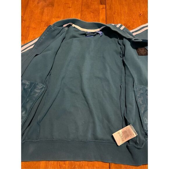 Adidas Youth Girls Size Medium 11/12 Teal & Floral Cotton Track Full Zip Jacket - Picture 7 of 10